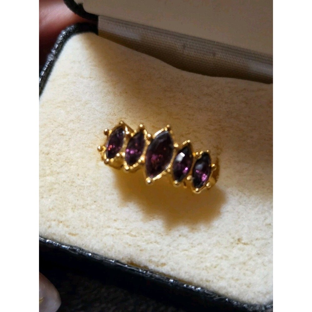 Avon Purple Stone Marquise Gold Toned Ring Size 9.5